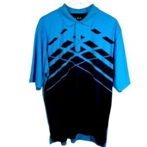 AUR | Women's Grey & Blue Active Golf Dark Geometric Pattern Shirt Size XL